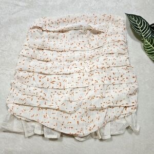 Seven Wonders White Draped Mini Skirt w/ Polkadot Hem ✦ Side Zip ✦ Spring Style